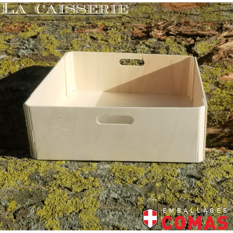 Plateau plein sans agrafes 30x20cm hauteur 10cm avec poignées