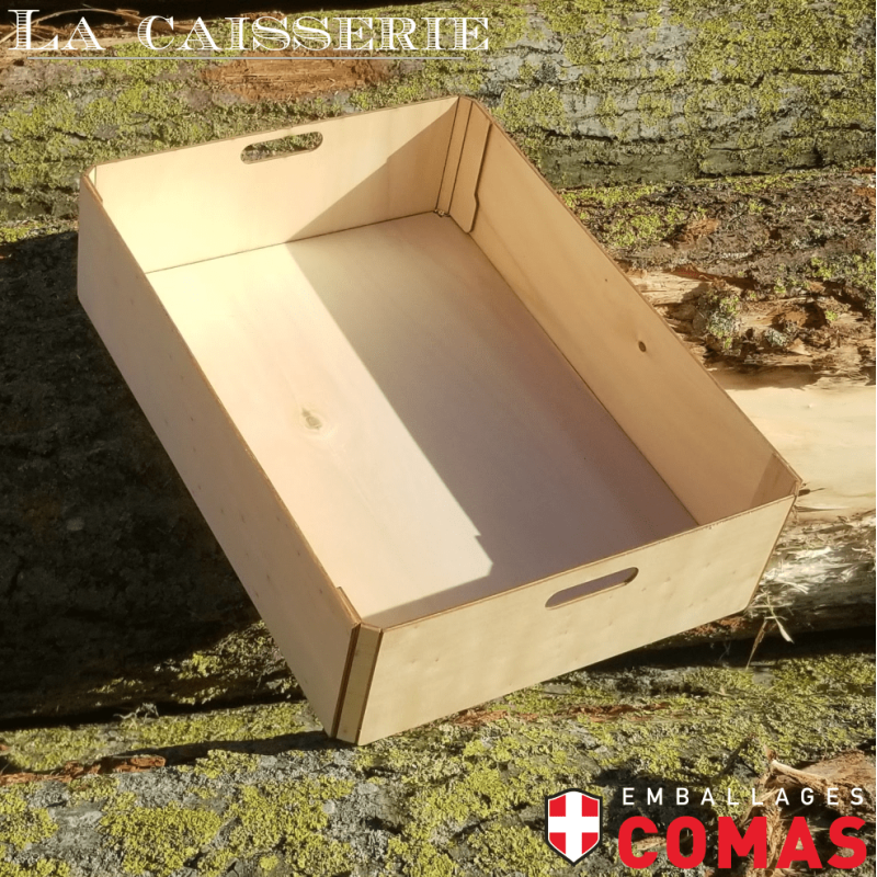 Plateau plein sans agrafes 40X30cm hauteur 10cm avec poignées